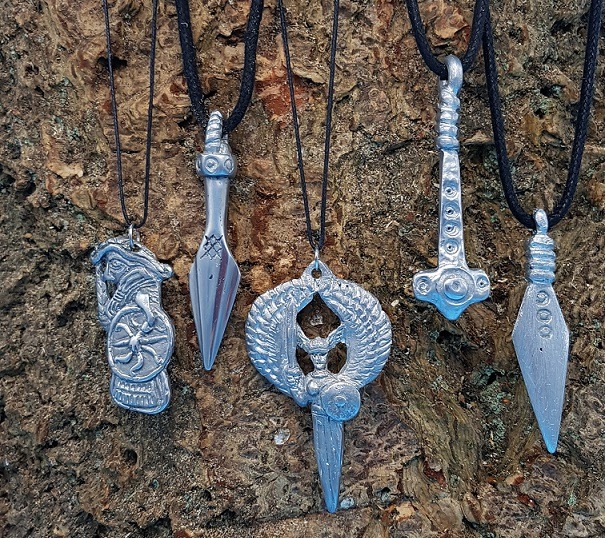 English Silver Pewter pendants