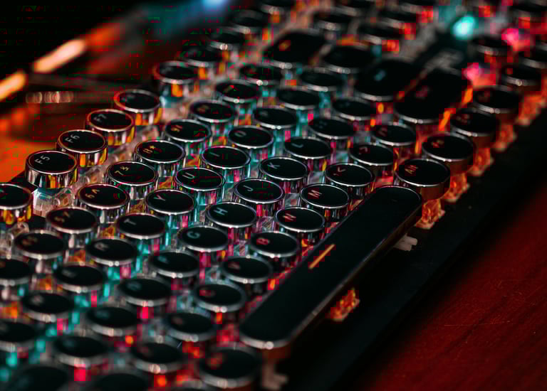 Beautiful computer keyboard dimly lit