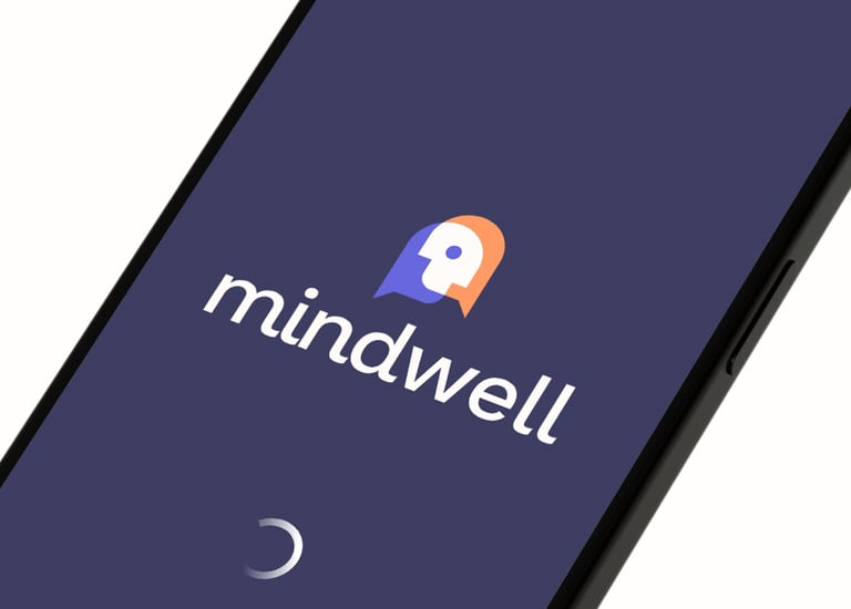 Splash screen with creative online therapy logo.