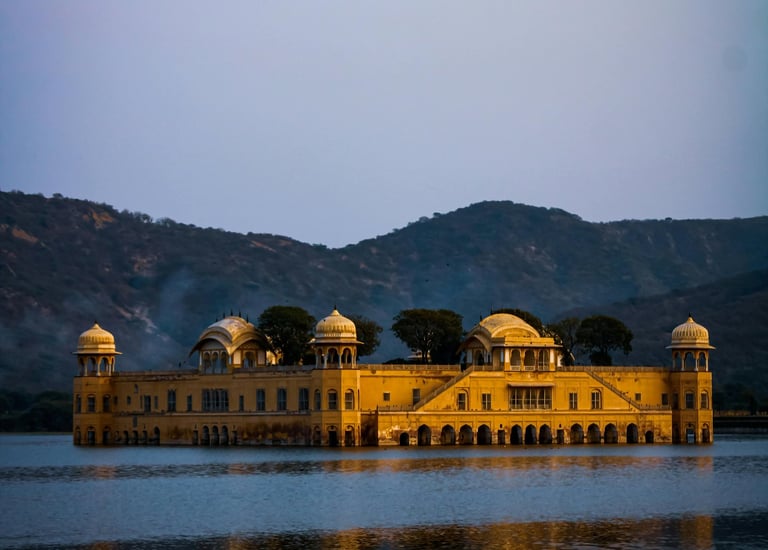 a large building with a large body of water