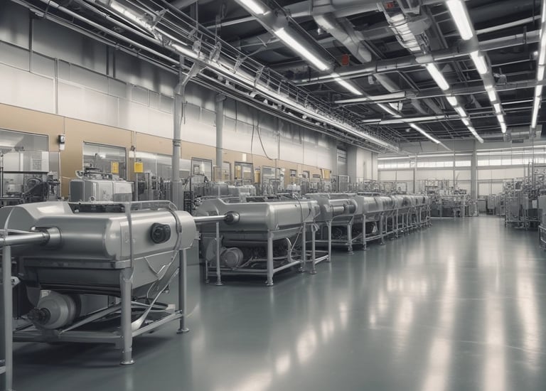 Close-up of grain silos at dusk with subtle illumination.