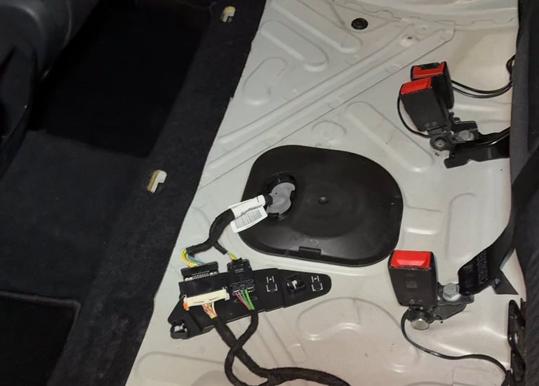 under back seats of a clean car