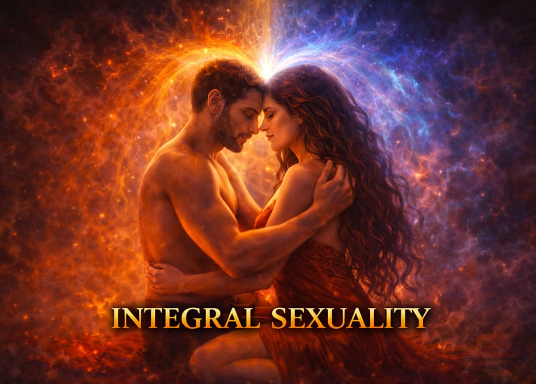 Integral Sexuality a couple merging auras mind body and connection closeness sacred 