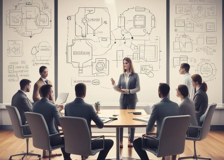 Industrial workers collaborating around advanced machinery in a factory setting.