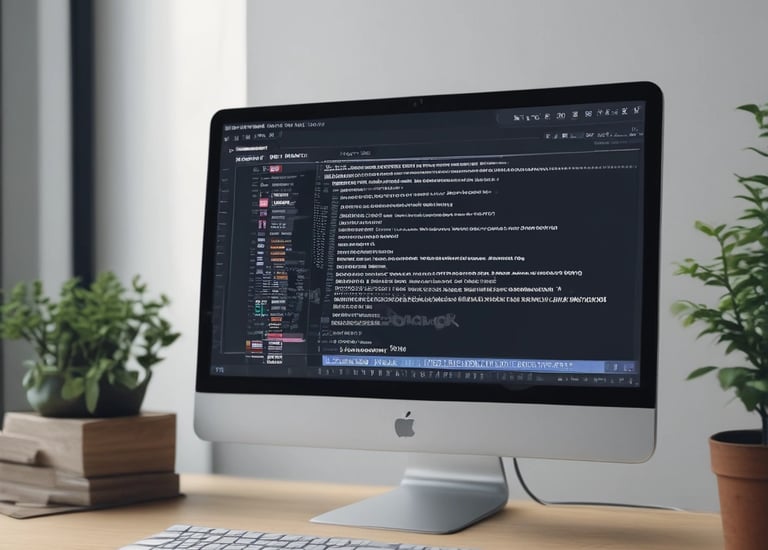 A computer monitor displays a webpage from HelpDesk Heroes, featuring a contact address and email. Social media icons including Facebook, LinkedIn, Twitter, Instagram, and Pinterest are visible. The screen also shows a Trustpilot rating. A stack of cookies is partially visible at the bottom of the image, and part of a keyboard can be seen in the foreground.