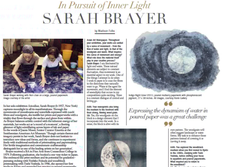 image of the part of the asian art newspaper article with images of art, text, and the artist