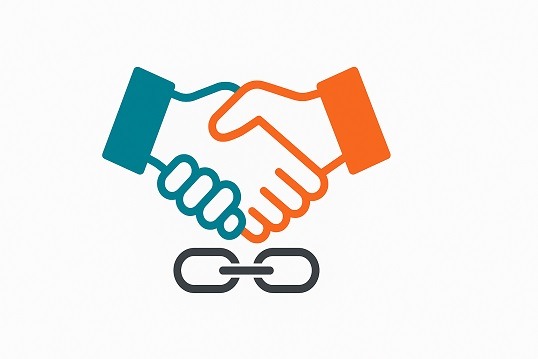 a handshake with a chain link link chain linkage