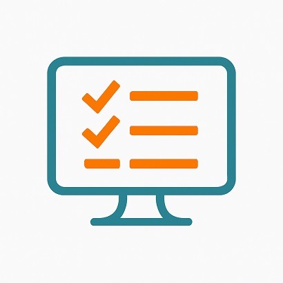 a computer monitor screen with a check mark on it