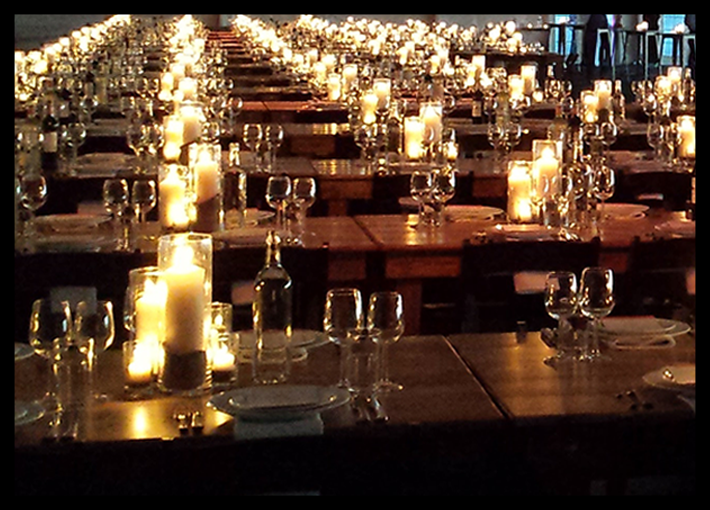 Tented "intimate dinner for 600 at the beach." Designed, planned, and executed by Comprehensive Creations team.