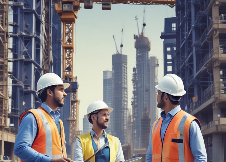 A modern office building under construction with scaffolding.