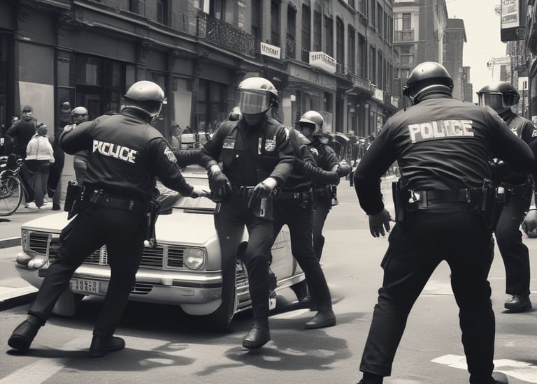 A police officer training in defensive tactics.