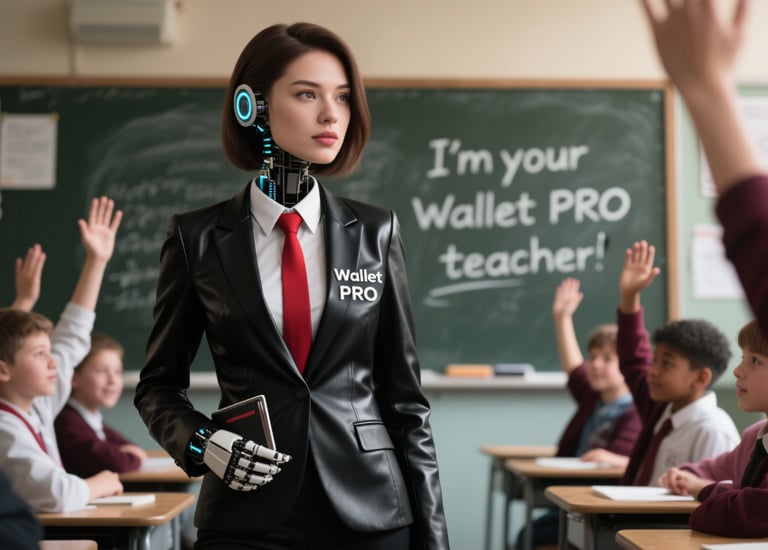 a female teacher teaching financial literacy in grade school