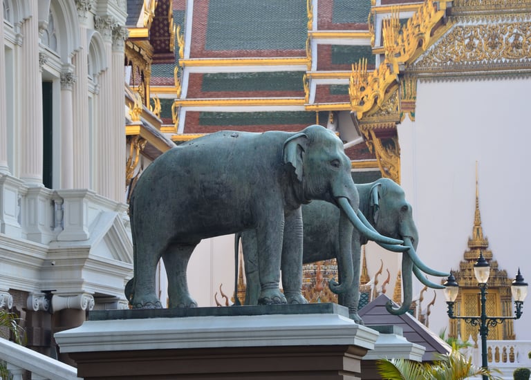 Elephant statues at The Palace in Bangkok, Thailand