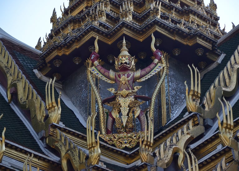 So many statues at The Palace in Bangkok, Thailand