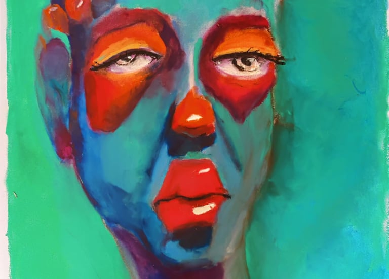 Red nose en lips Rens Muskens - Pastel on paper - Art - painting - handcraft - Kunst - Kunstenaar
