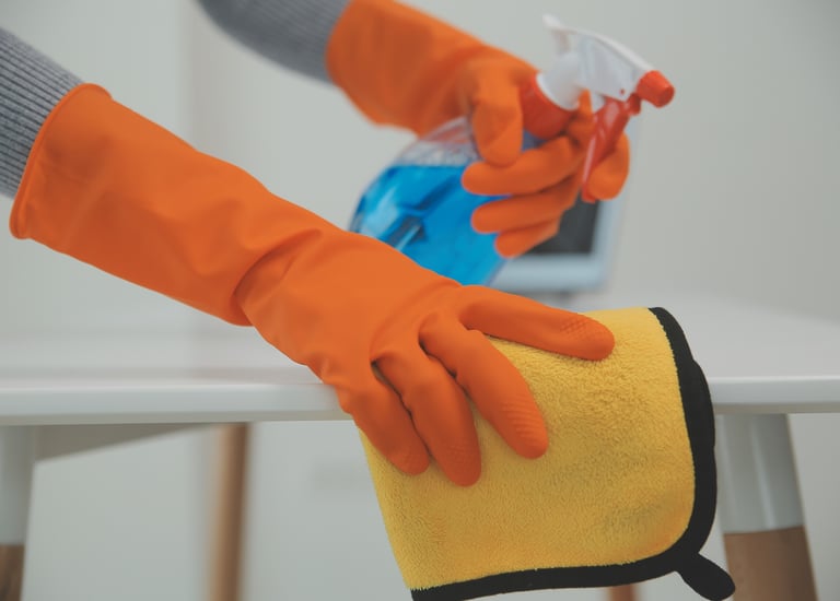 Eco-friendly cleaning supplies used for safe home cleaning