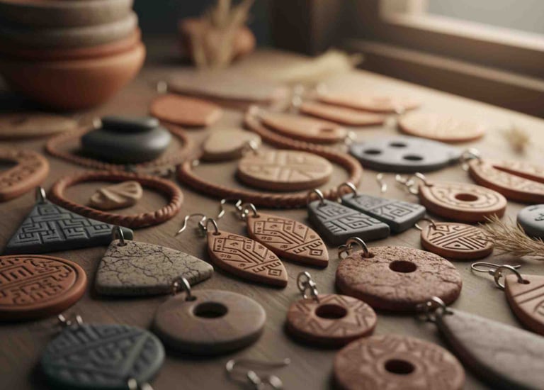 Aretes de cerámica en frío que representa la cultura de Perú.