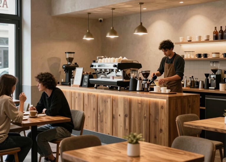 Clean and modern website layout for a local café with minimalist design.