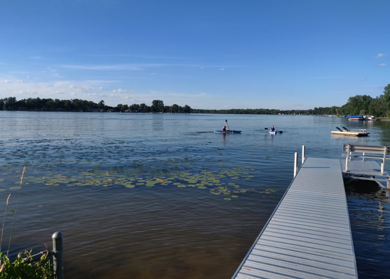 Lake view with kayaks vrbo airbnb dock short term rental
