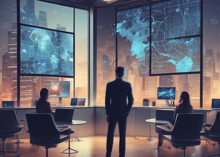 Purple glowing card with futuristic glass effect highlighting disruptive innovation