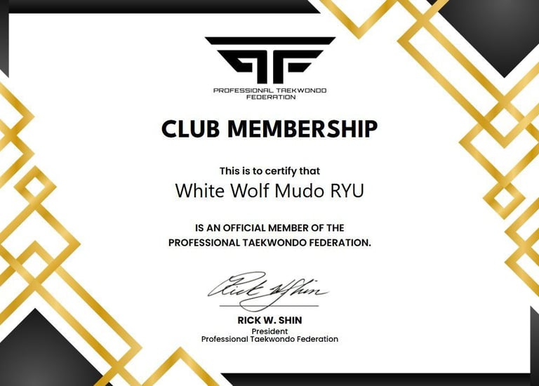 a certificate for a professional professional professional club member