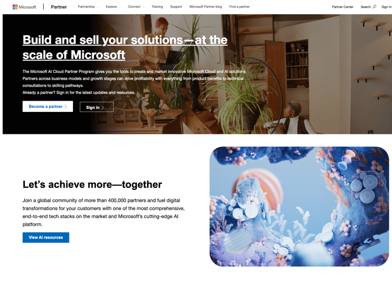 Screenshot of Microsoft Partner Network homepage
