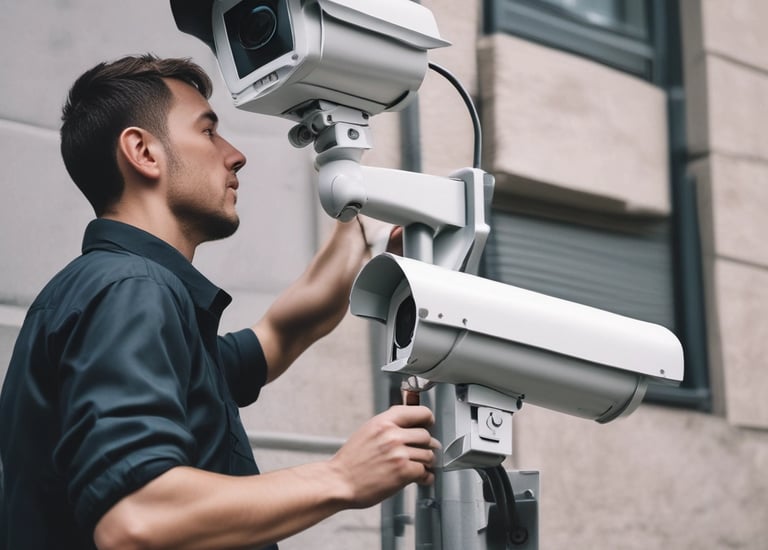 Four spherical security cameras with a glossy white finish are positioned in a row, each featuring a prominent lens and the brand name 'Briton' visible on their bases. The background is dark, contrasting with the brightly lit cameras.