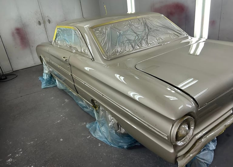 freshly painted antique car