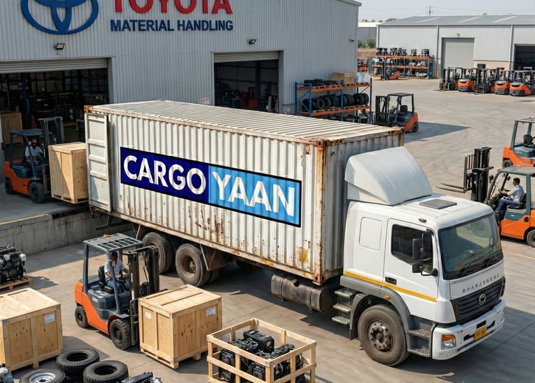 Cargoyaan truck loading auto-parts from toyota material handling warehouse