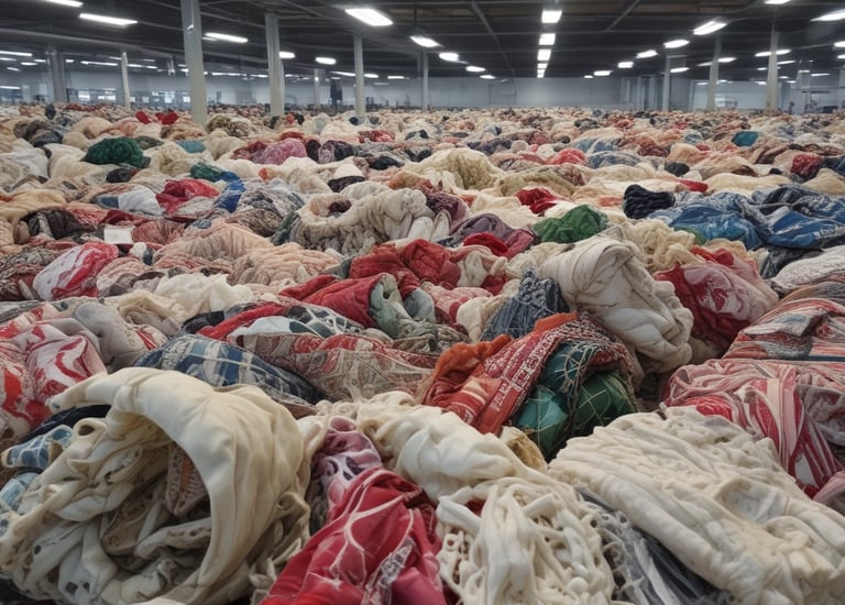 An elderly person wearing a red cap and striped clothing is sorting through several large transparent bags filled with recyclables and cardboard boxes on a city sidewalk. Surrounding the person are signs in another language, some depicting services offered inside nearby establishments.