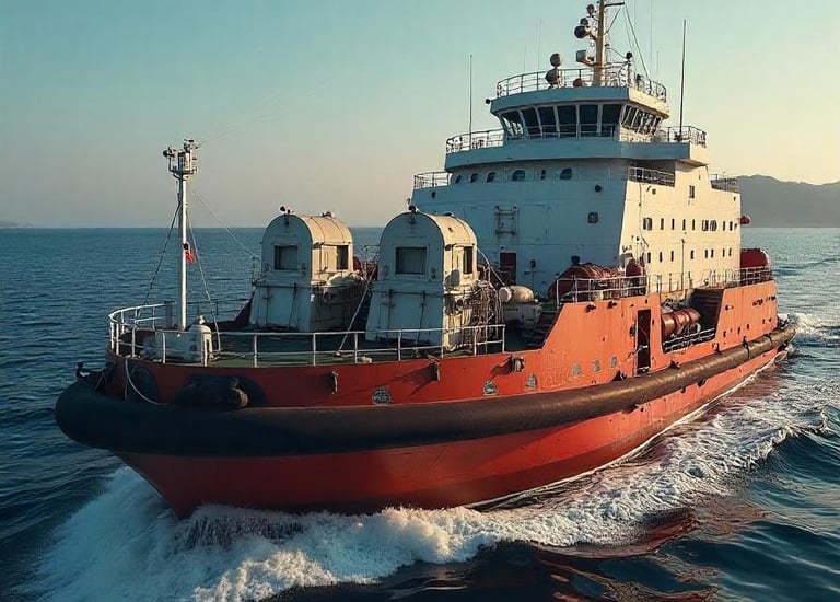 Un barco de expedición especial en los mares.