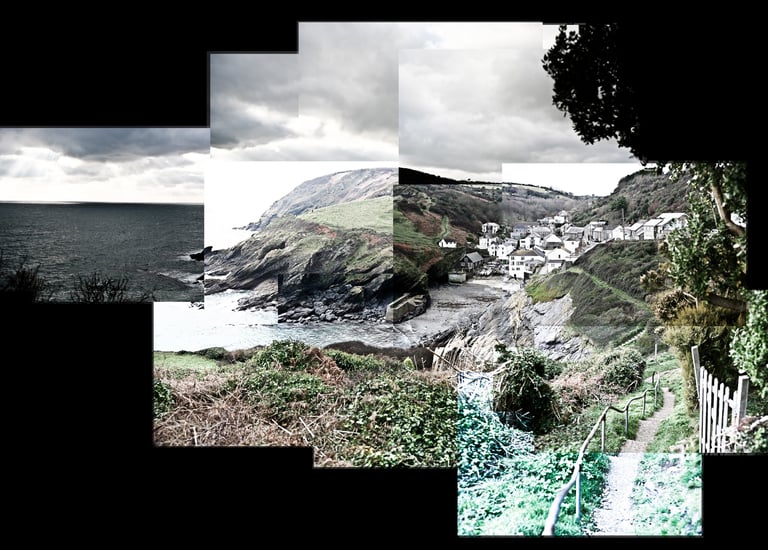 A joiner photo of a Cornish harbour