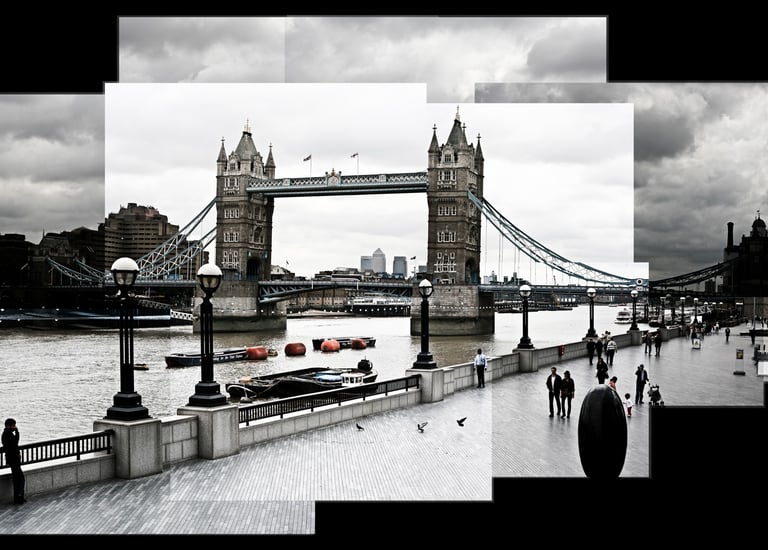 A photo joiner of Tower Bridge in London