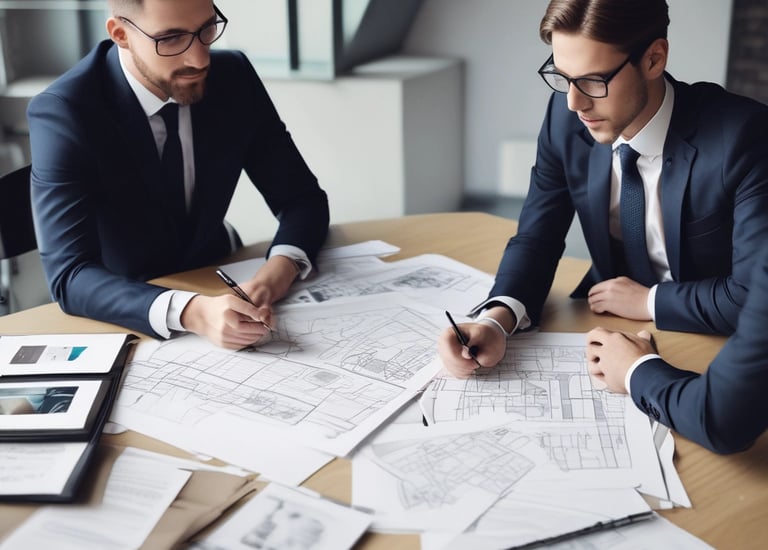 A collection of printed advertising materials on a table.