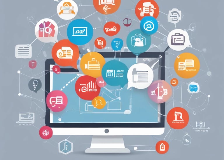 A designer working on digital marketing materials on a computer.