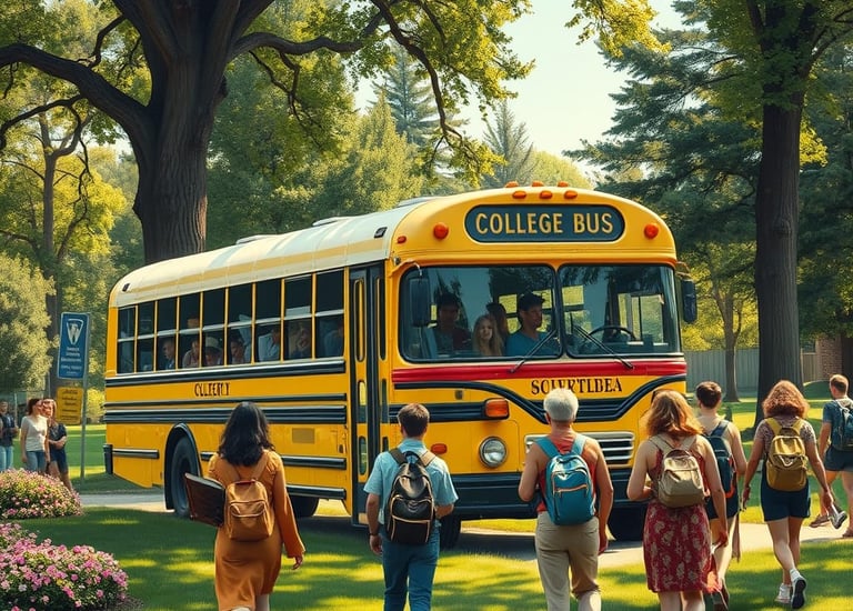 college bus inside a college premise with proper insurance