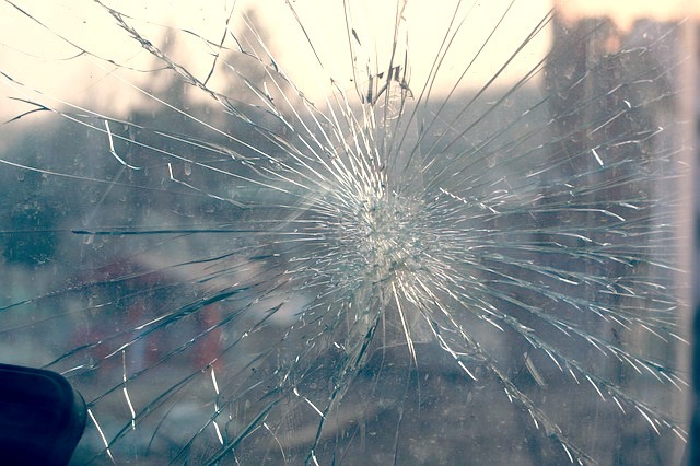 broken glass in window