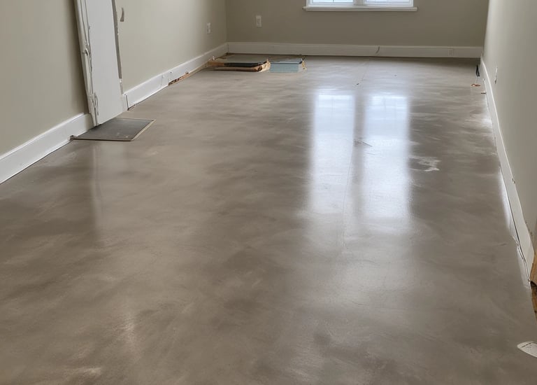 A person is cleaning a glass surface on a modern building using a squeegee. They stand on a narrow ledge with a safety harness attached. Another person is on an escalator inside the building, partially visible through the glass.