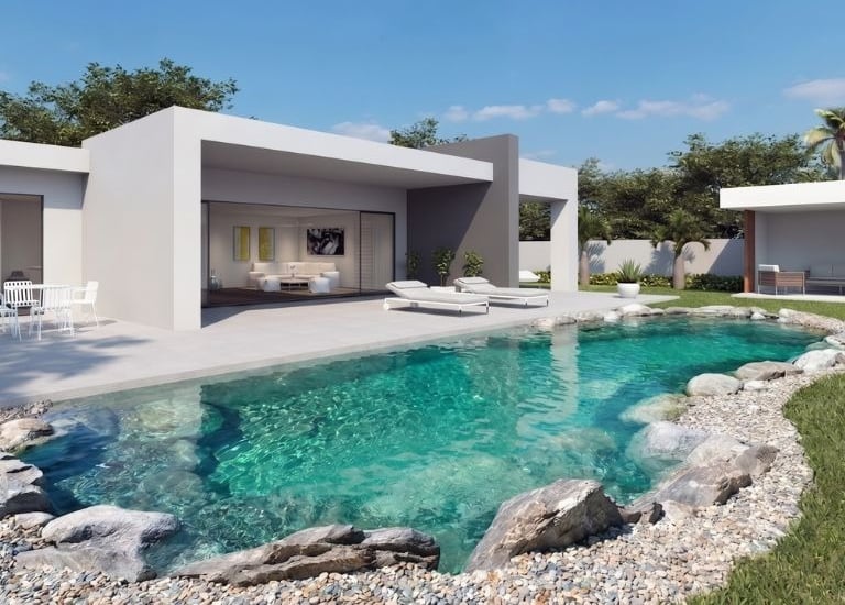 villa prefabbricata con piscina rocks design su roma