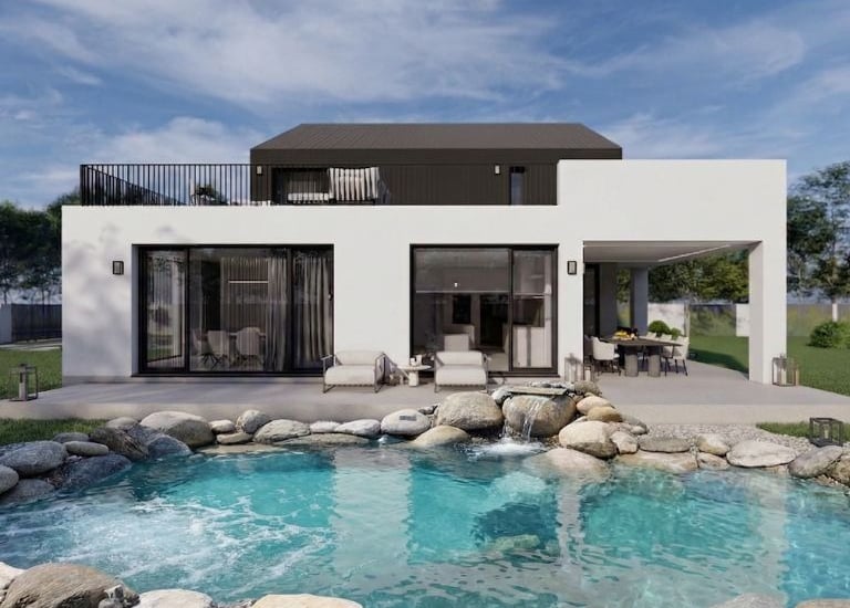 villa prefabbricata in legno con piscina rocks design roma