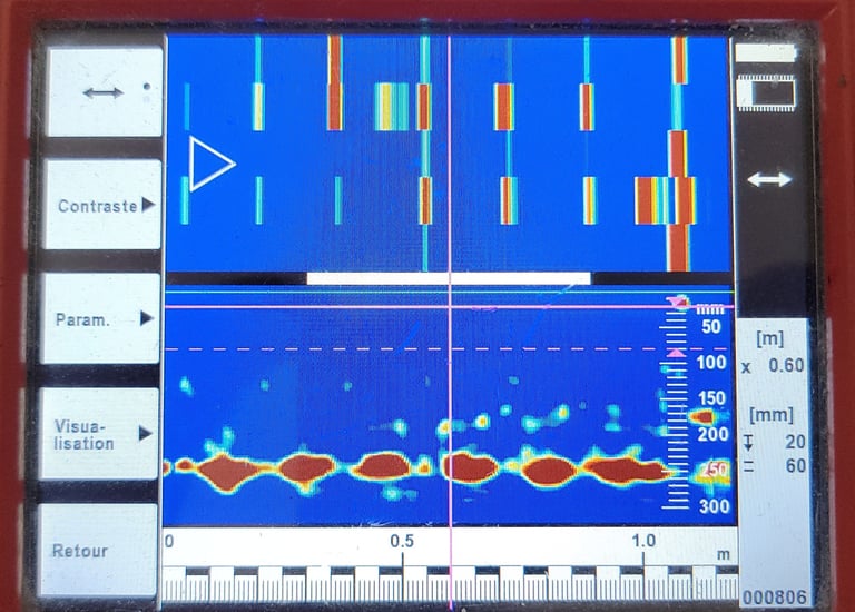atelier arbeo relevé ferroscan pour repérage des aciers poutre ou dalle en béton armé  expertise