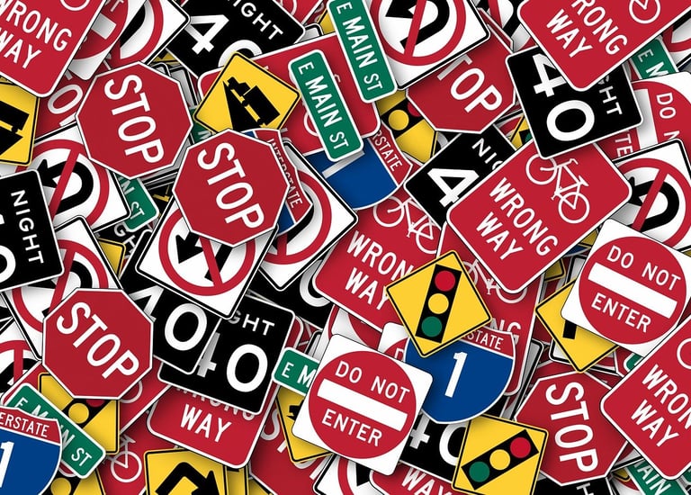 image of many signs looking from above