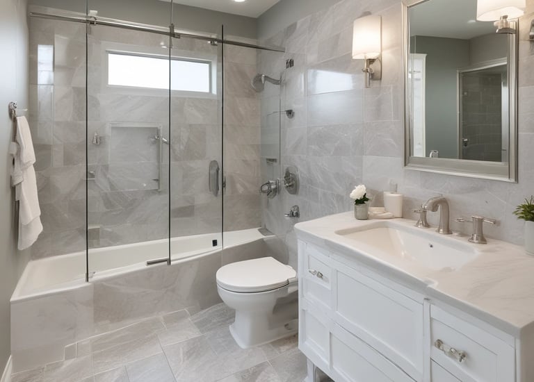 A smooth, polished surface with a light gray marble pattern. Subtle veins in a slightly darker shade run across the surface, adding an elegant texture to the stone.
