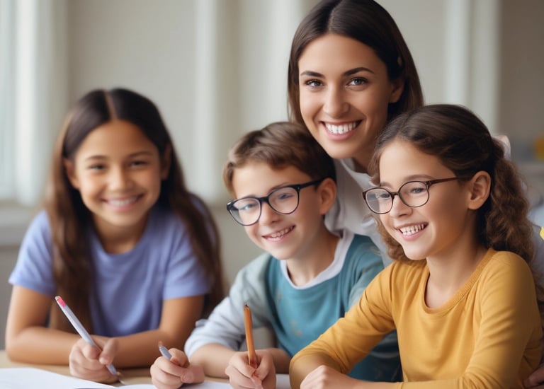 Two people are engaged in a collaborative workshop setting. They are smiling and appear to be working on a project with various tools and equipment on the table. The walls feature an organized display of tools.