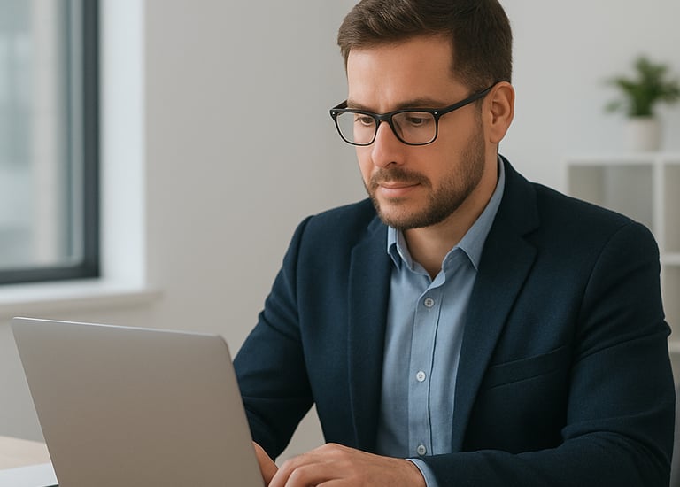 Persona usando su correo empresarial