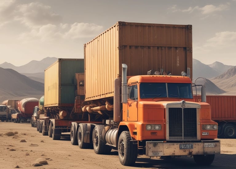 A loaded freight train car is seen on tracks, filled with cut logs stacked neatly at the back. To the left, a line of red cargo train cars is visible. The setting is an industrial railway area with overhead power lines and tracks extending into the distance. Autumn trees line the tracks, suggesting a late season setting.