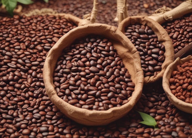 a coffee beans farm with coffee beans and coffee beans