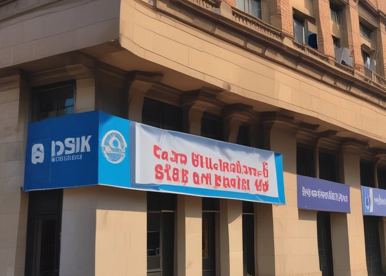 a banner board with a banner saying,'stop and stop in english and english