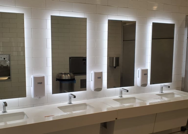 Commercial Lighted Mirror Installation