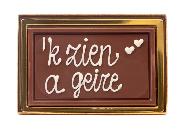 Chocolade plaatje met eigen opschrift naar keuze